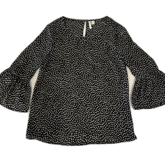 Elle Polka Dot Blouse with Ruffle Flare Sleeves - Picture 5 of 7